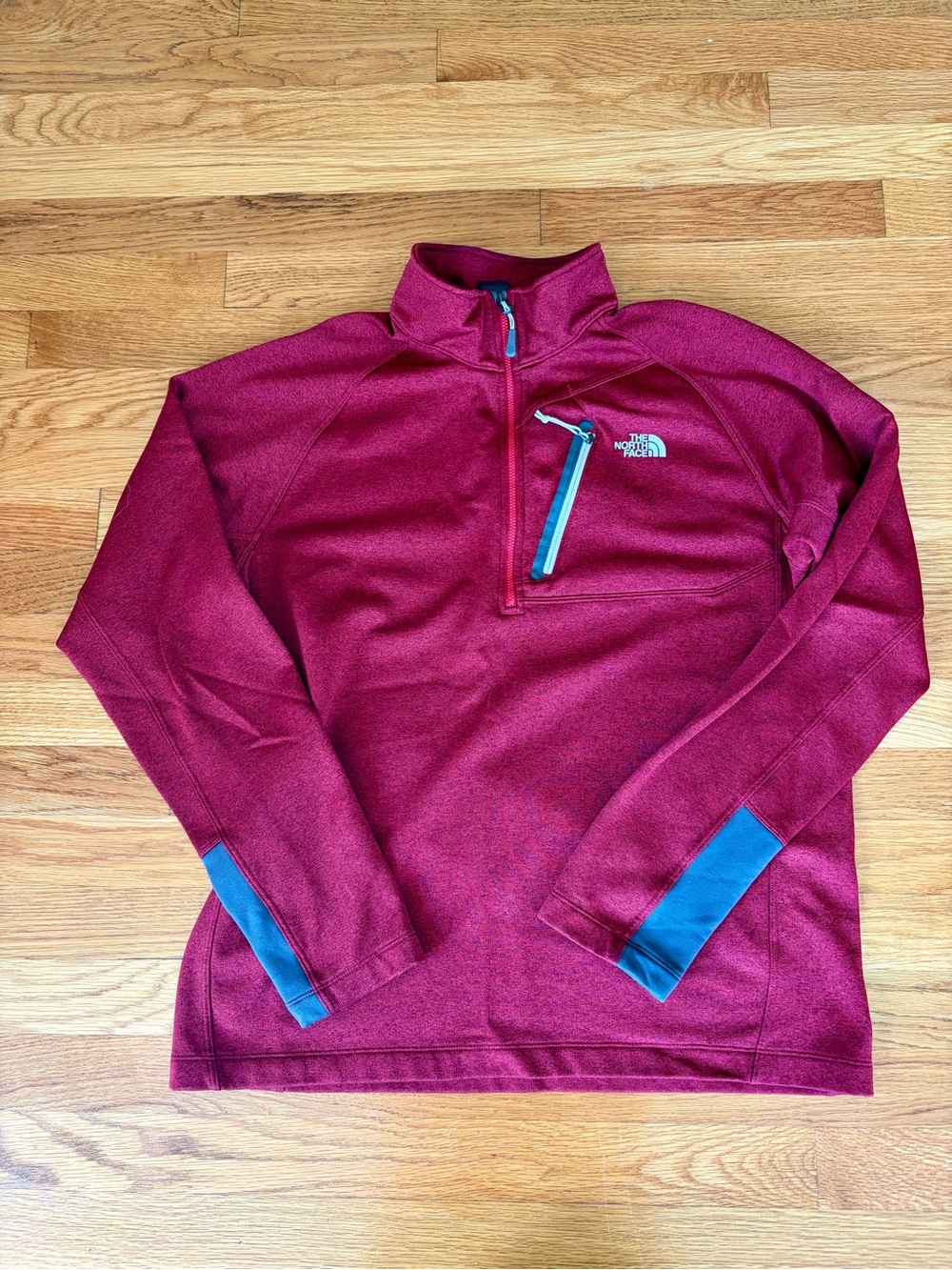 The North Face Men’s Maroon Half-Zip Pull Over with Gray Trim